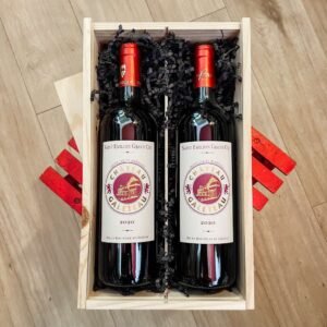 Deux vins rouge Saint Émilion Château Galeteau en caisse bois