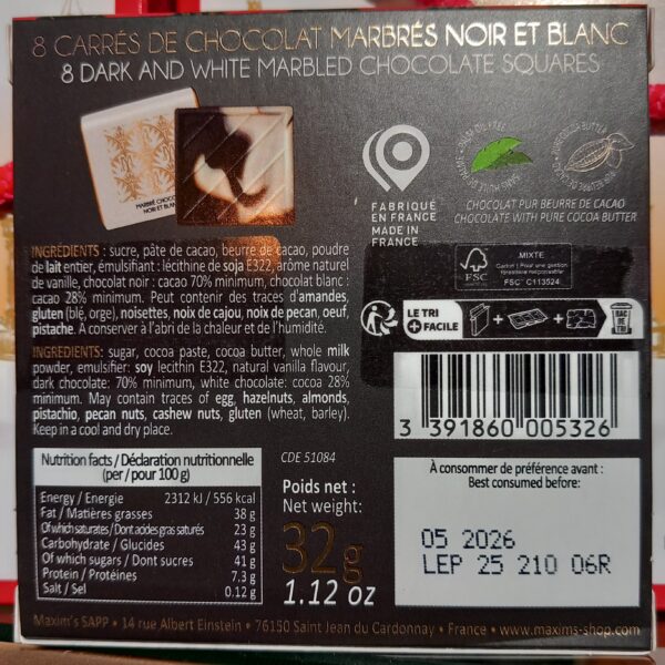 8 Carres de chocolat marbré Maxim's nouveau – Image 3