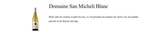 Domaine San Micheli -vin Blanc- Sartène