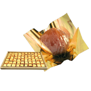 Boite luxe Rouge de 12 Marrons Glaces de Naples