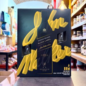 Coffret de whisky Johnnie Black Label + deux verres